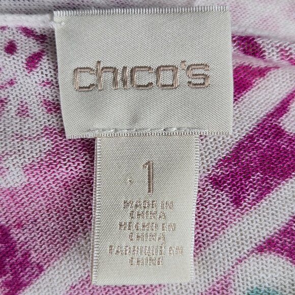 Chico's Size 1 (US Med) Multicolor Open Front Cardigan Long Sleeve Tie Detail - Picture 8 of 11